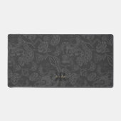 Modern Monogram Initialen Schedel Rozen Tattoo Gri Bureaumat (Voorkant)