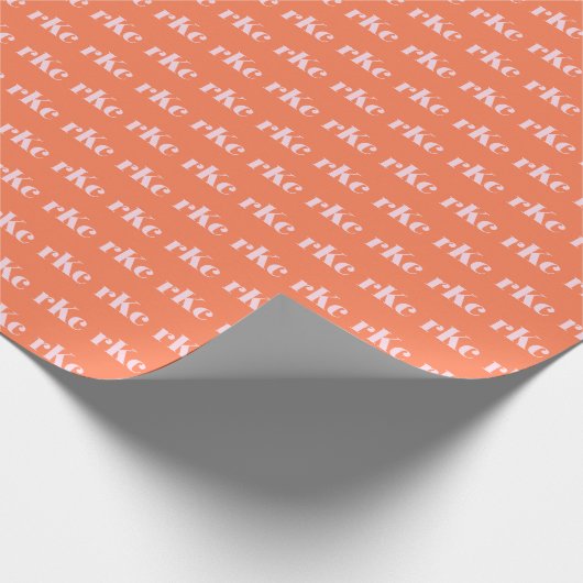 Modern Monogram Initialen Zacht Sinaasappel Roze P Cadeaupapier (Hoek)