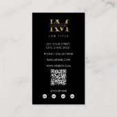Modern Monogram Initials Professional Black Gold Visitekaartje (Achterkant)