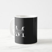 Modern Monogram Initials Professional Black White Koffiemok (Voorkant links)