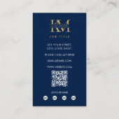 Modern Monogram Initials Professional Blue Gold Visitekaartje (Achterkant)