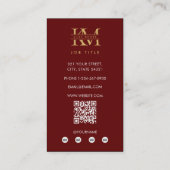Modern Monogram Initials Professional Red Gold Visitekaartje (Achterkant)