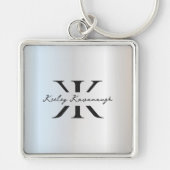 Modern Monogram K Zilver Elegant Professioneel Sleutelhanger (Voorkant)
