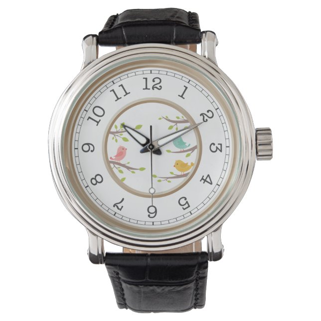 Modern Monogram | Klassieke zwarte Romeinse cijfer Horloge (Voorkant)