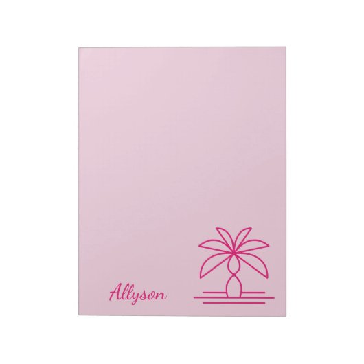 Modern monogram kleurrijk stijlvol roze notitieblok (Gedraaid)