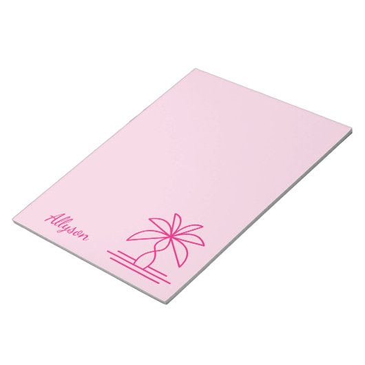 Modern monogram kleurrijk stijlvol roze notitieblok (Schuin)