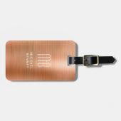 Modern monogram kopermetaal bagagelabel (Voorkant horizontaal)