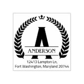 Modern Monogram Laurel, Aangepast retouradres Rubberstempel (Afrduk)