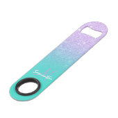 Modern monogram lavendel glitter ombre turquoise speed flessenopener (Voorkant Gekanteld)