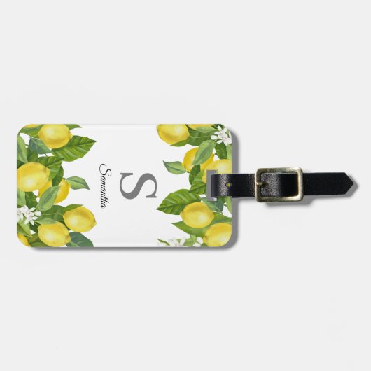 Modern Monogram Lemon Citrus Bagagelabel (Voorkant horizontaal)