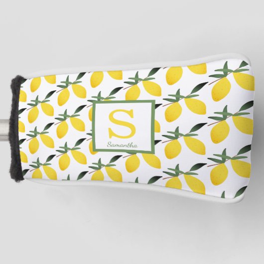 Modern Monogram Lemon Citrus Golfheadcover (Voorkant)