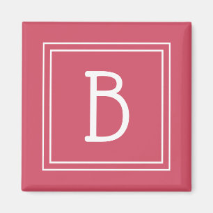 Modern monogram letter in roze meisjesachtige stij magneet
