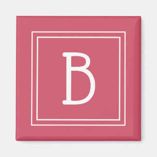 Modern monogram letter in roze meisjesachtige stij magneet