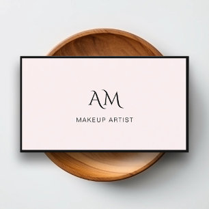 Modern, Monogram, Lichtroze Visitekaartje