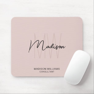 Modern Monogram Logo Blush Pink Consultant Muismat