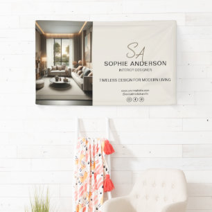 Modern Monogram Logo Foto Professioneel Bedrijf Spandoek