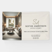 Modern Monogram Logo Foto Professioneel Bedrijf Spandoek (Horizontaal)