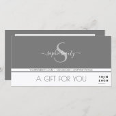 Modern Monogram Logo Gray & White Cadeaucertificaa (Voorkant / Achterkant)