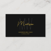 Modern Monogram Logo QR Code Zwart Goud Consultant Visitekaartje (Voorkant)
