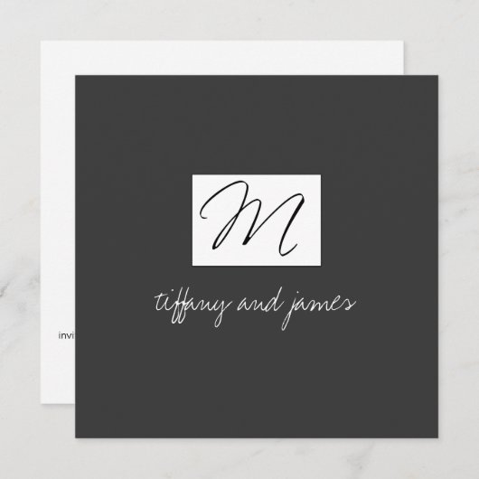 Modern Monogram Logo Uitnodiging voor het Huwelijk (Voorkant / Achterkant)