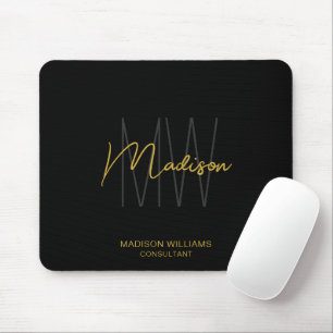 Modern Monogram Logo Zwart Goud Consultant Muismat