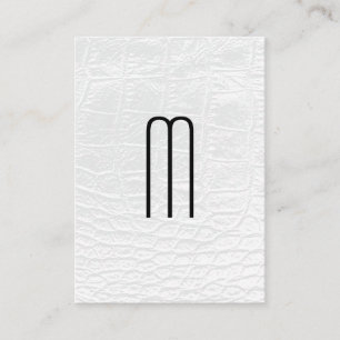 Modern monogram   Luxe wit leer Visitekaartje