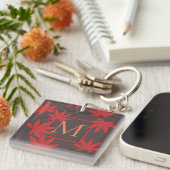 Modern Monogram Maple Leaf Sleutelhanger (Voorkant Rechts)