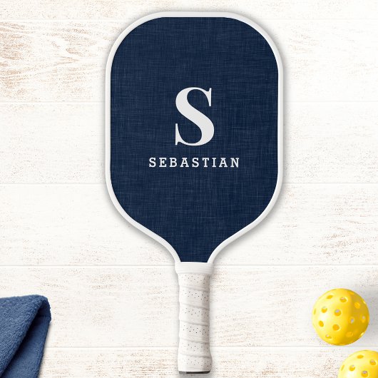 Modern Monogram Marine Blauw en Wit Custom Pickleball Paddle