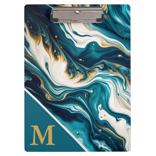 Modern Monogram Marmer Klembord (Voorkant)