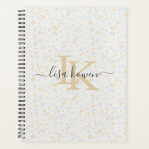 Modern monogram met LuxeScript-type Terrazzo Planner