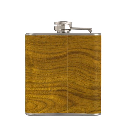 Modern Monogram met naam op hout Heupfles (Achterkant)