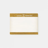 Modern Monogram met naam op houtafdrukken Post-it® Notes (Voorkant)