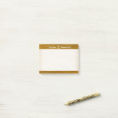 Modern Monogram met naam op houtafdrukken Post-it® Notes (Op bureau)