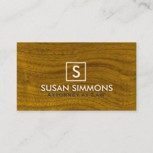 Modern Monogram met naam op houtafdrukken Visitekaartje
