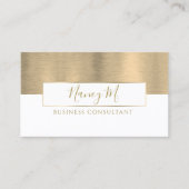 Modern monogram metaalgoud & witadvies visitekaartje (Voorkant)