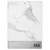 Modern Monogram Metal White Marble Klembord (Achterkant)