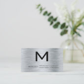 Modern monogram | Metallic geborstelde achtergrond Visitekaartje (Staand voorkant)