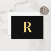 Modern Monogram minimaal zwart goud Notitiekaartje (Voorkant / Achterkant in situ)