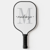 Modern Monogram Minimal Black White Pickleball Paddle (Voorkant)