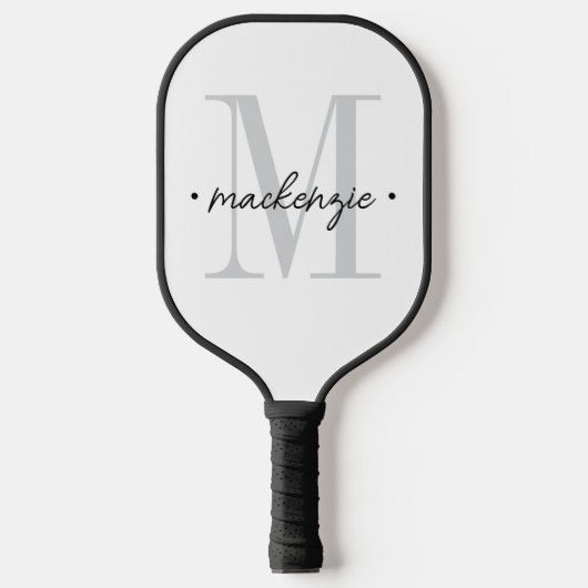 Modern Monogram Minimal Black White Pickleball Paddle (Voorkant)
