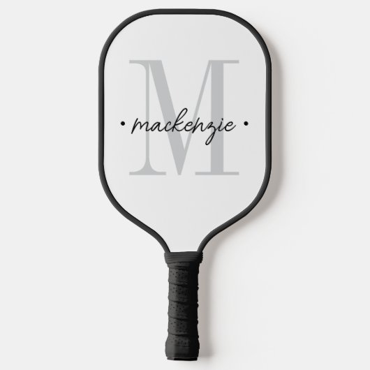 Modern Monogram Minimal Black White Pickleball Paddle (Achterkant)