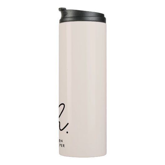 Modern Monogram Minimal Script Blush Pink Initiale Thermosbeker (Geroteerd rechts)