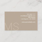 Modern Monogram Minimalist Beige Professional Visitekaartje (Achterkant)