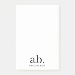 Modern Monogram Minimalist Stylish Design Post-it® Notes