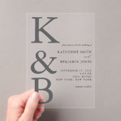 Modern Monogram minimalistisch huwelijk Acryl Uitnodigingen (Insitu (Draagbaar))