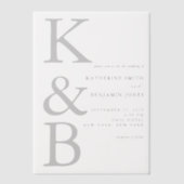 Modern Monogram minimalistisch huwelijk Vellum Uitnodigingen (Voorkant)