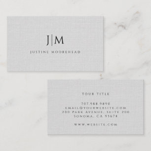 Modern Monogram minimalistisch linnen effect Visitekaartje