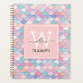 Modern Monogram Naam Initiaal Mermaid Bleek Roze Planner (Voorkant)