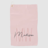Modern Monogram Naam Script Blush Pink Golfhanddoek (Voorkant)