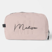 Modern Monogram Naam Script Blush Pink Toilettasje (Voorkant)